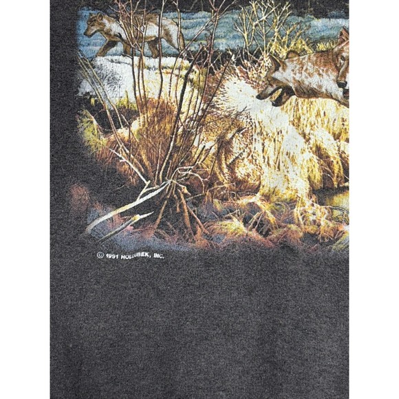 Vintage 90's Gray Nature Wolf Graphic Crewneck Sweatshirt Men's Size XL - Picture 3 of 9